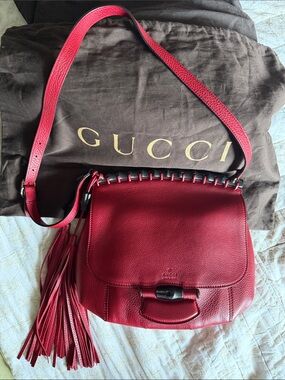 Gucci Runway One-of-a-Kind Red Pebbled Leather Shoulder Bag